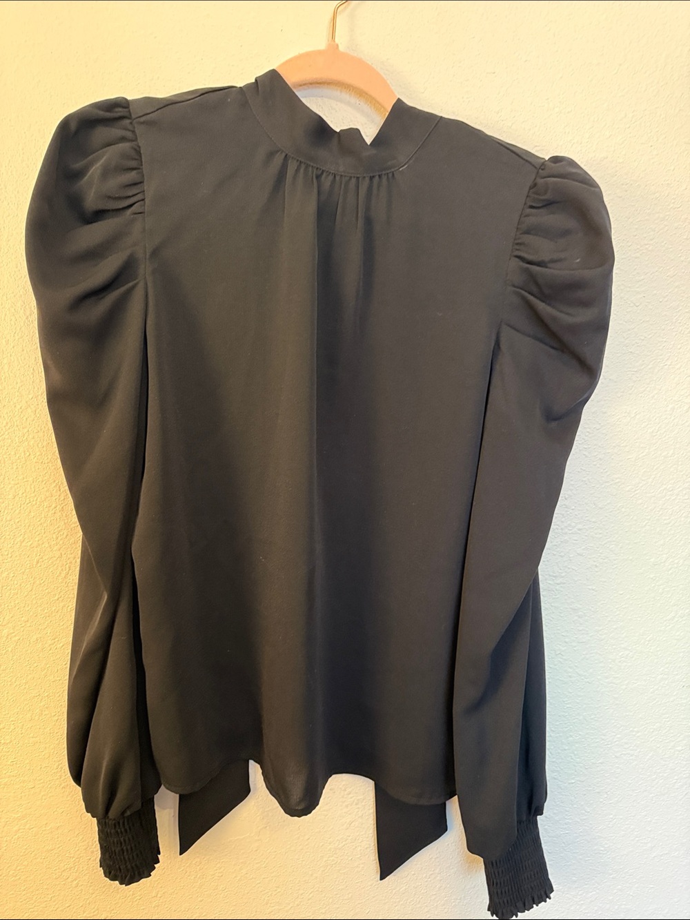 Jealous Tomato Black Puff-Sleeve Mock Neck Blouse